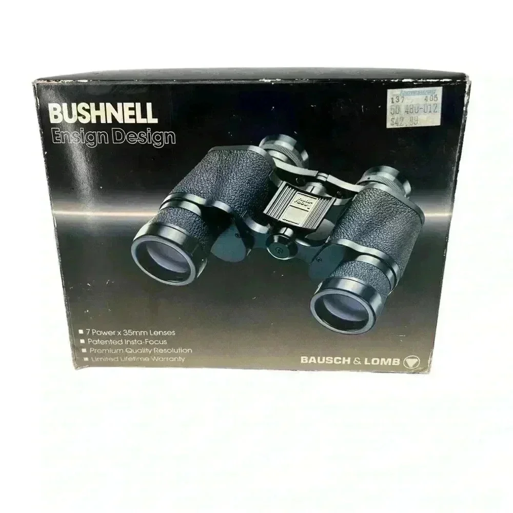 Vintage Bushnell Ensign 7x35 Binoculars Insta-Focus Optics, Case, Retro